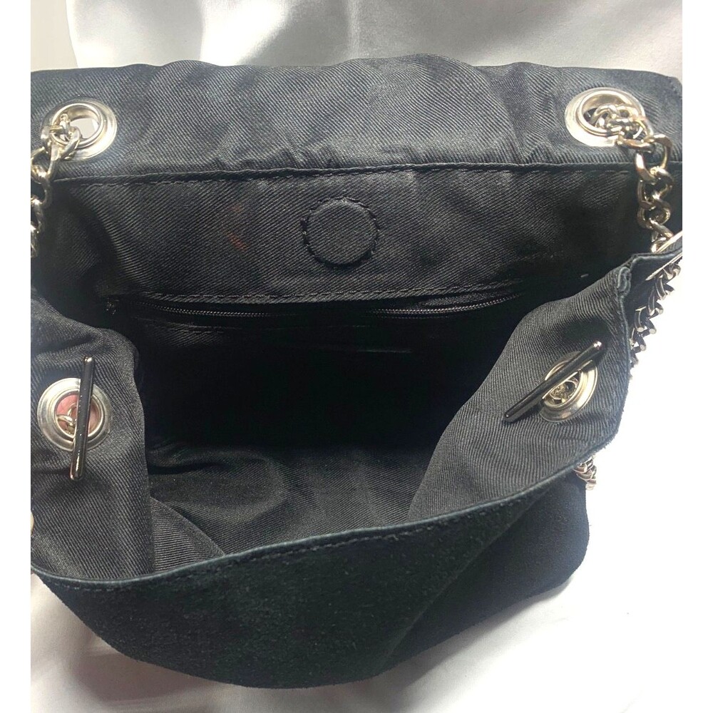 Brandy Melville Crossbody Handbag Black Suede Adjustable Chain w/ Grommet Strap - Picture 7 of 12